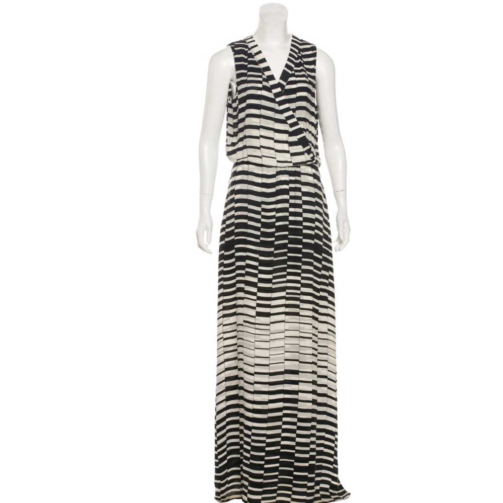 PARKER XS Silk Maxi Dress Black and White
